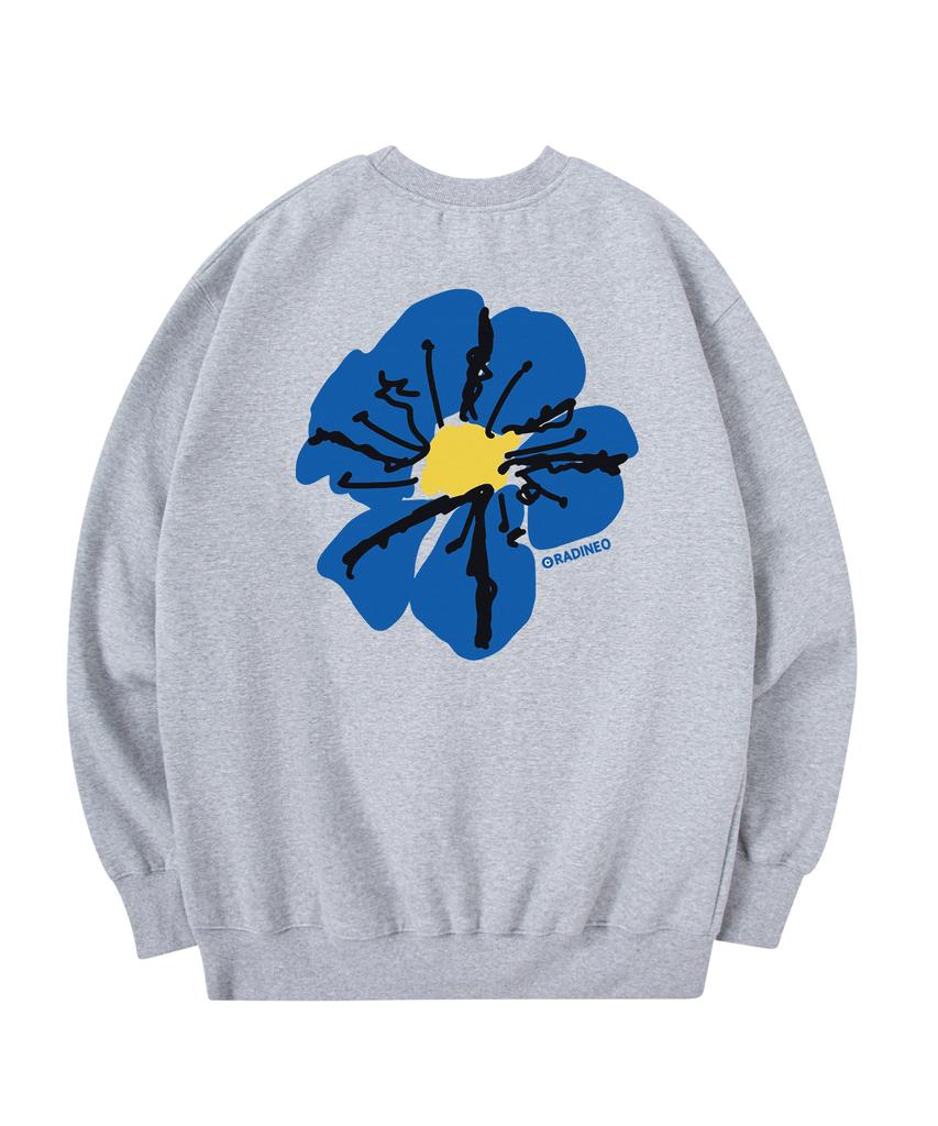 RADINEO Blue Flower Sweatshirt Gray