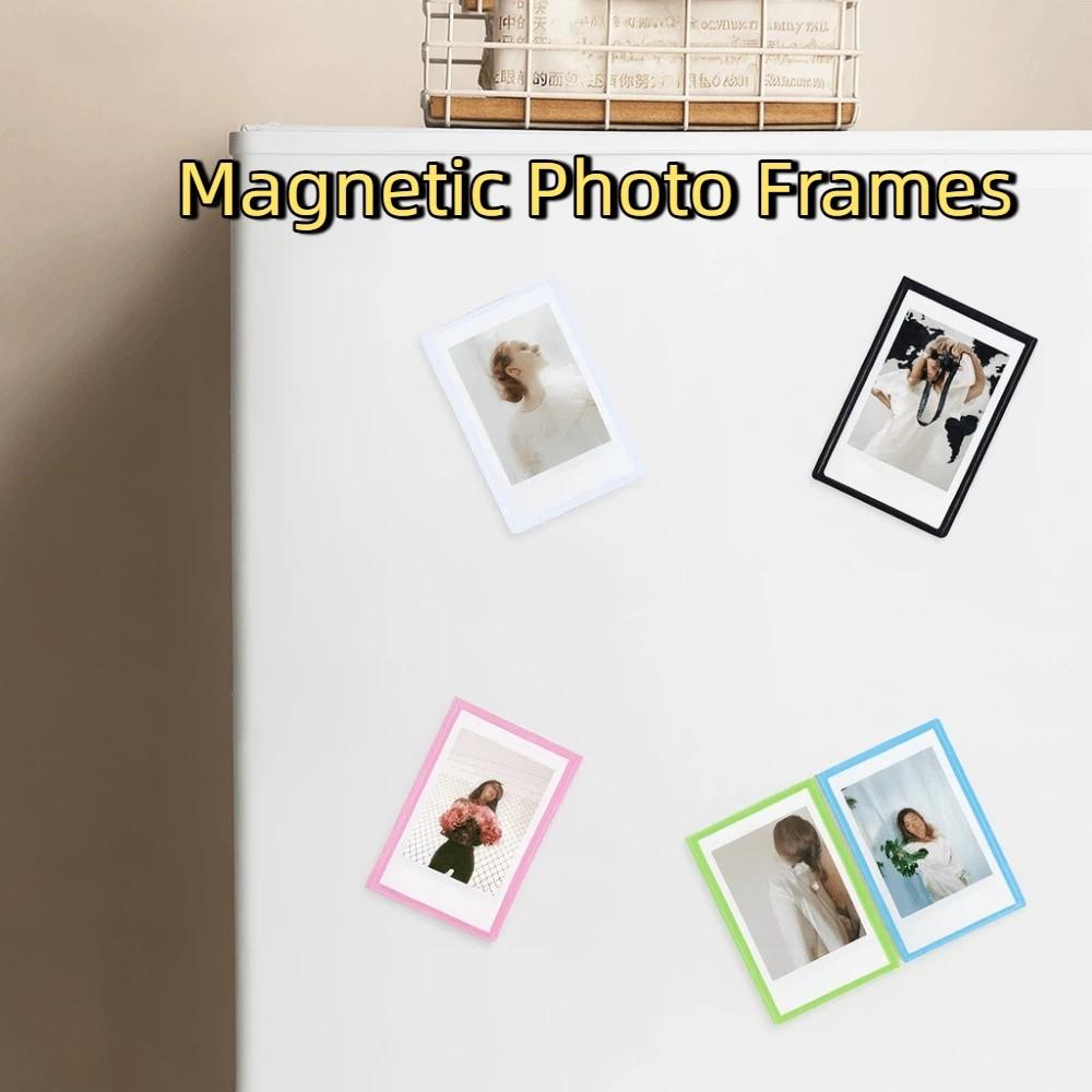 5pcs Photo Bag 3-Inch Magnetic Photo Frames Plastic Reusable Mini Photo Frames Decorative Colorful Photo Pocket School Cabinet