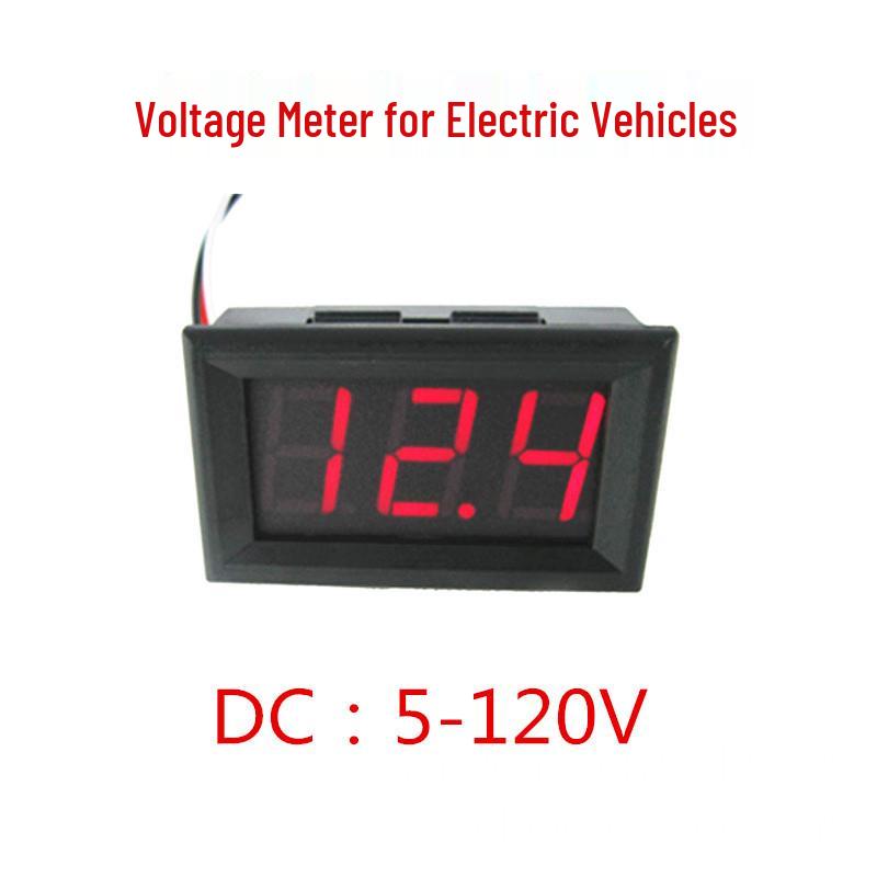 Two-wire Electric Vehicle Voltage Meter: Digital Display for 5V-120V (Compatible with 36V/48V/60V/72V/84V/96V).