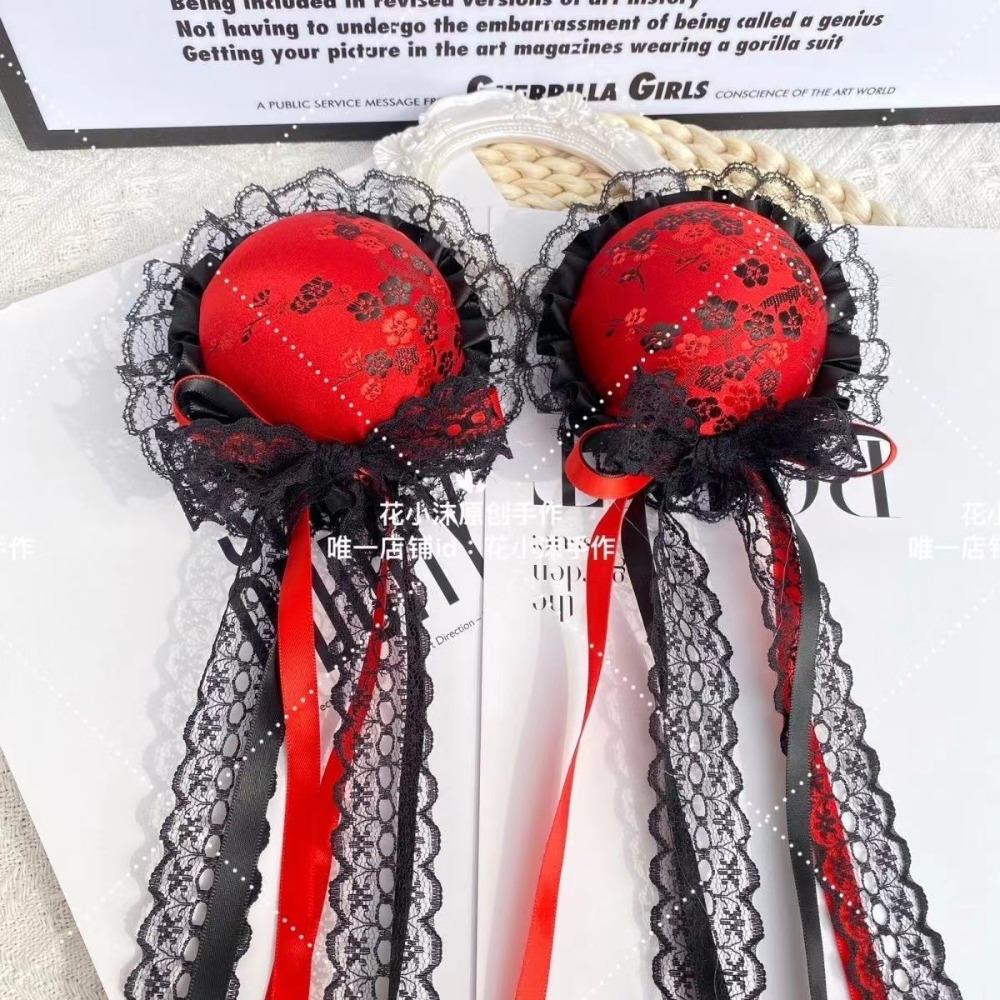 Women's Harajuku Steampunk Headwear Edge Clip Accessories Girls Chinese Style Bun Headpiece Tassel Lolita Y2K Gothic Hairpins