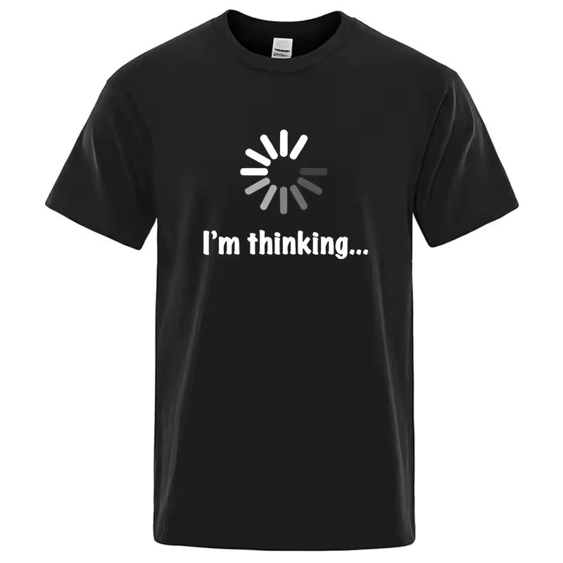 I'm Thinking Loading Icon Graphic T‑Shirt Funny Nerd Slogan Print Unisex Casual Short Sleeve Novelty Humor Streetwear Tee