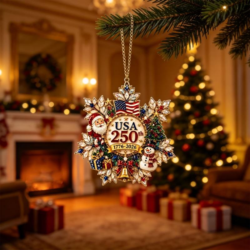 Holiday Tree Ornament Acrylic Hanging Decoration with Anniversary Theme and Character Artwork for Home Tree Display