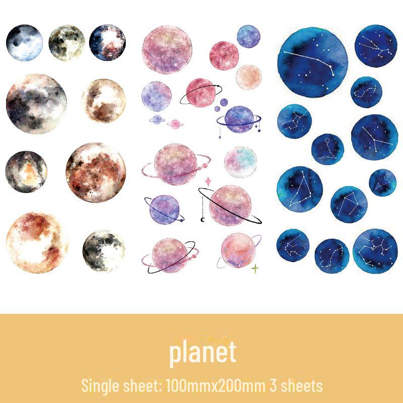 Yuezhen: 3-Piece Japanese Sticker Set - Characters, Plants, Planets, Animals, & Food; 24 Varieties