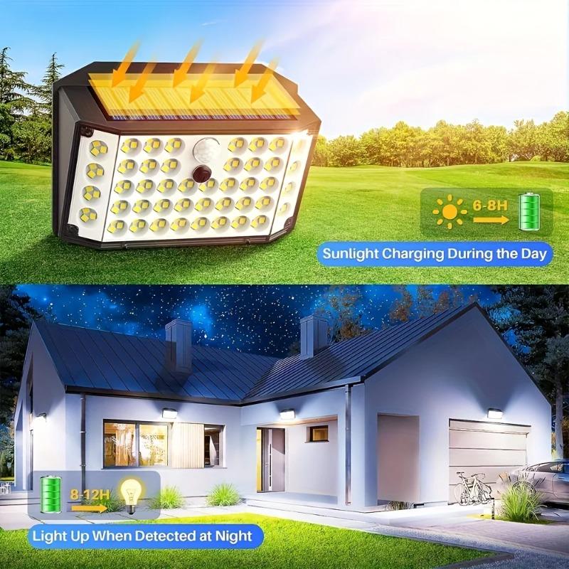 1/2PCS Motion Sensing Smart Light, 132 LEDs, 3 Modes Solar Security Light, IP65, Solar Fence Light for Outdoor, Yard