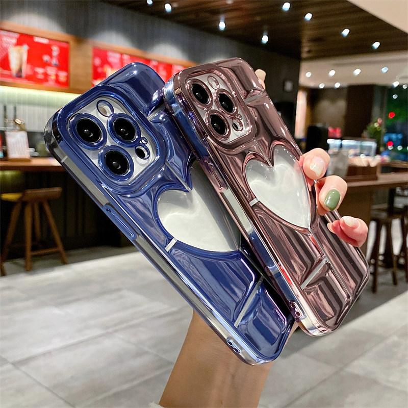 Weiche galvanisierte Liebes-Herz-Telefonhülle für Iphone 14 13 12 11 Pro Max 14 Plus 14pro, stoßfeste weiche Beschichtung aus Silikon auf der Rückseite