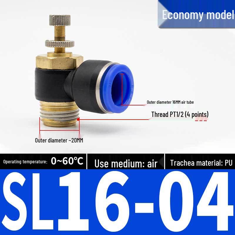 Connettori Pneumatici a Innesto Rapido: Raccordi per Tubi dell'Aria e Valvola a Farfalla con Controllo di Velocità SL4/6/8 per Cilindri