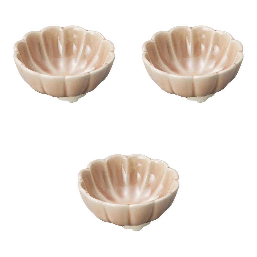 Set of 3 Rose Small Bowls X Small Bowls by Setomonohonpo Chrysanthemum-Shaped [12 5cm]