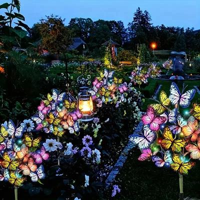 Solar LED Butterfly Flower Light Outdoor Simulation Butterfly Lawn Lamp Garden Waterproof Landscape For Home Christmas Decor