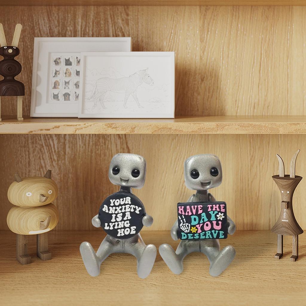Robot Figurine Resin Art Toy Kawaii Desk Decor,Interesting Decoration, Suitable For Desk