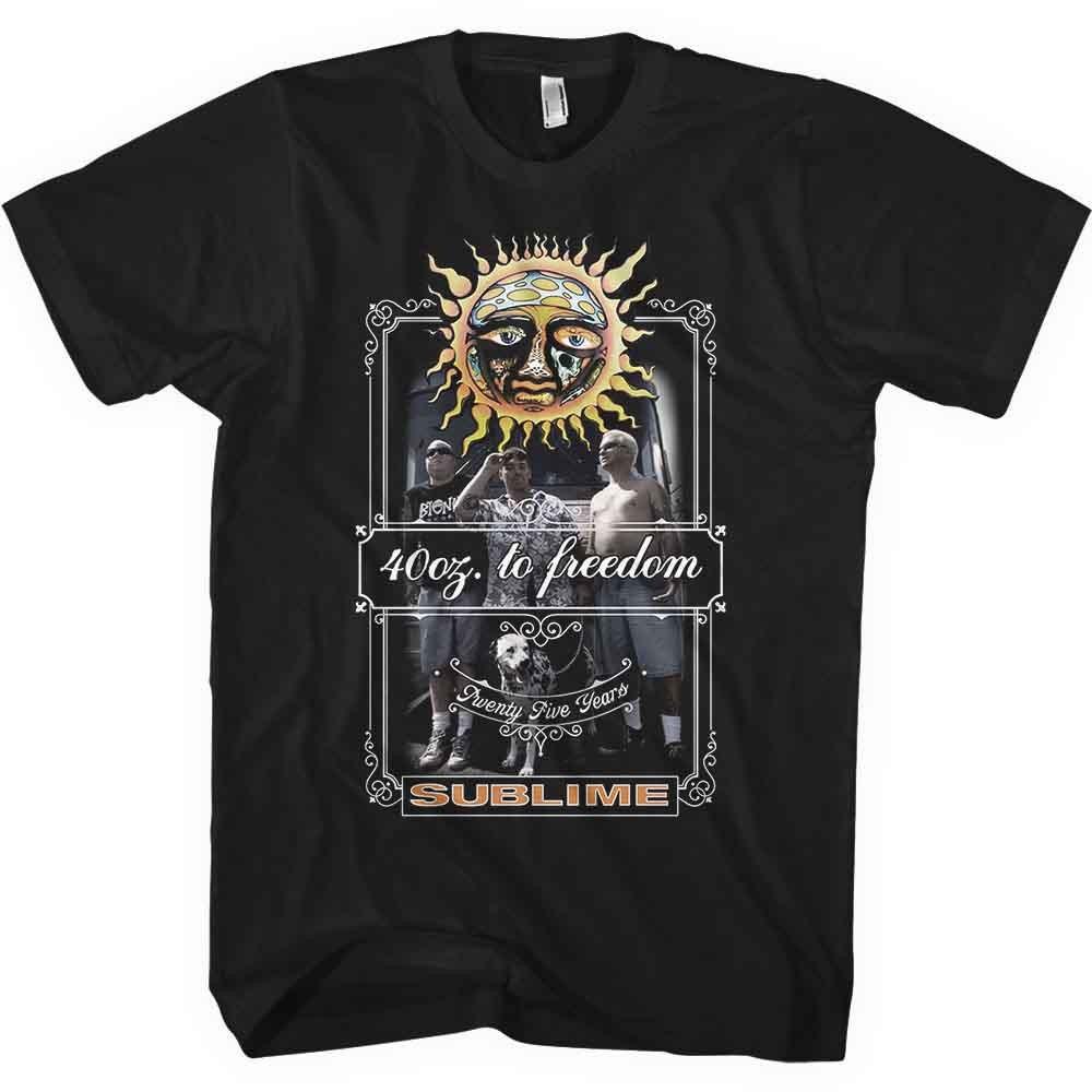 Sublime T Shirt 25 Years 40 oz to Freedom Band Logo new Official Mens Black Size Unisex T-Shirt XXXL