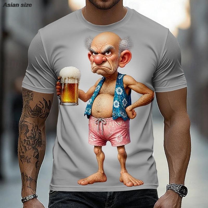 Men's Old Man T Shirt Short Sleeve T shirt 3D Print Crew Neck Shirt Exaggerated Designer Club Party t shirt