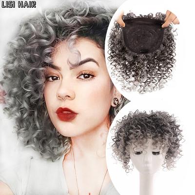 Synthetische kurze lockige Perücken für Frauen, Afro-verworrene lockige Perücke mit Pony-Erweiterungen, natürliche Cosplay-Perücke