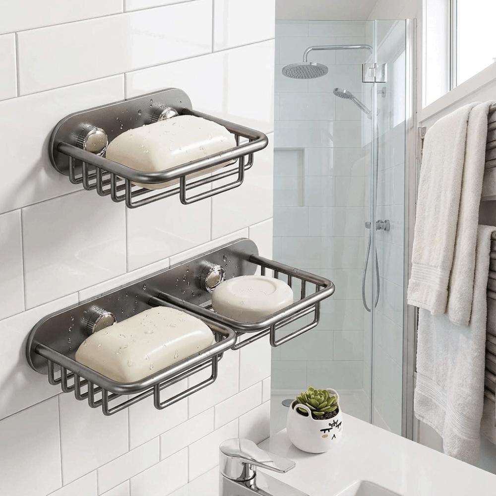 Rustproof Soap Storage Rack Self Adhesive Drainage Soap Holder Shower Storage