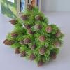 2 Bouquets Artificial Plant 7-pronged Easy To Care Plastic Fake Cedar Branches with Simulation Pine Cones for Home