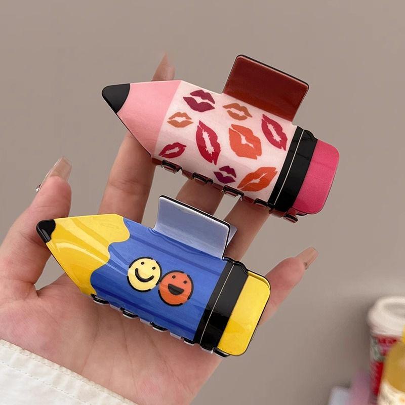 1 Pcs Women's Hair Claws Large Pencil Kawaii Cute Personalized Fashionable Hair Grab Clips Funny Unique Hair Accessories Girls