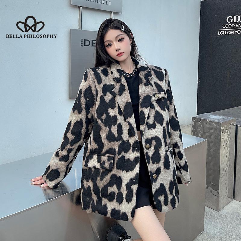 Леопардовый принт толстое шерстяное пальто женское зимнее свободное улучшенное пальто — фото 6