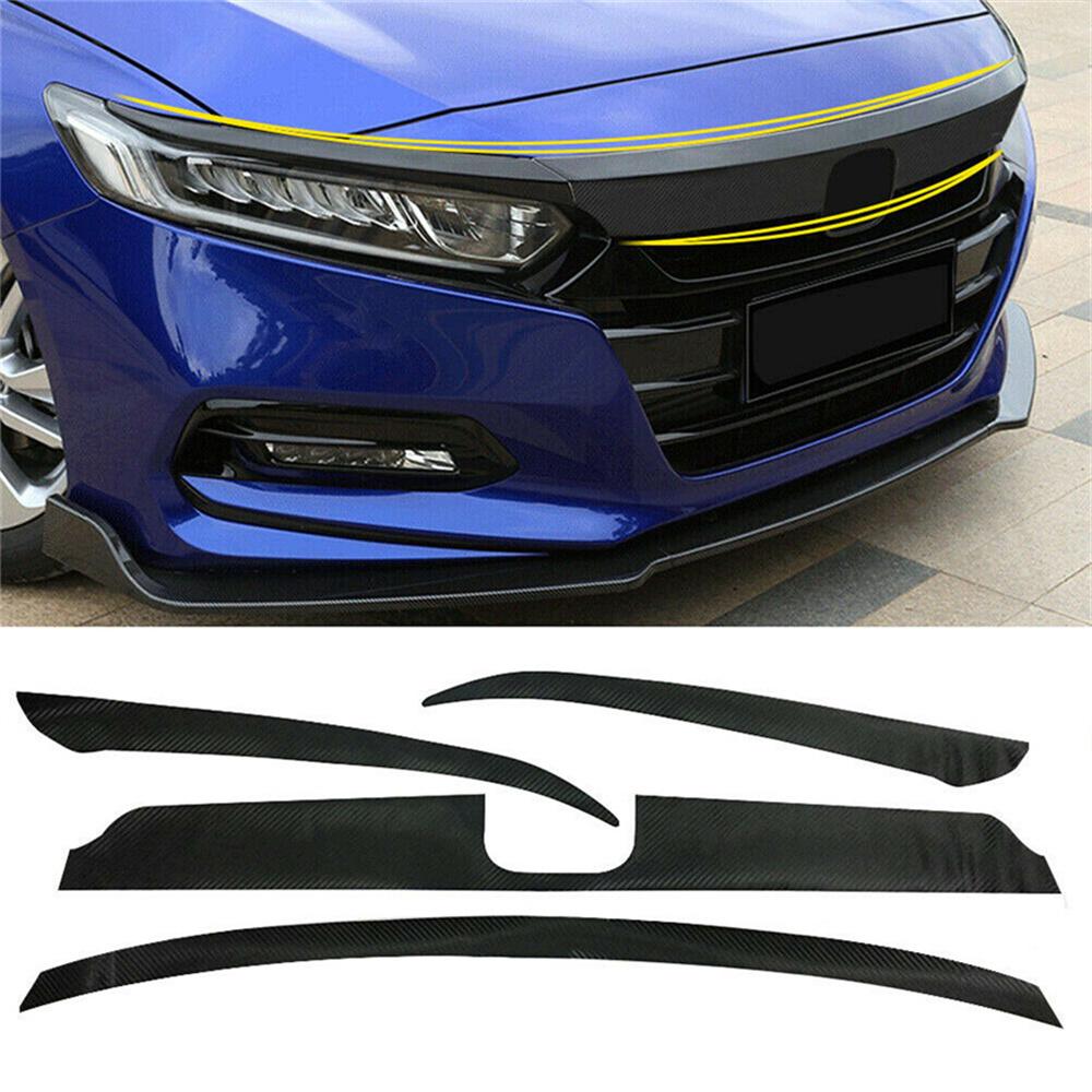Carbon Fiber Look Front Bumper Hood Grille Trim Sticker For 2018-20 Honda Accord