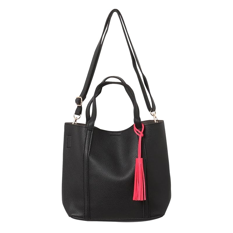 

[ANTIC RAG] black A5 compatible 2way bag ladies color matching tassel tote bag shoulder bag commuting bag office bag bag bag on hand Shoulder bag