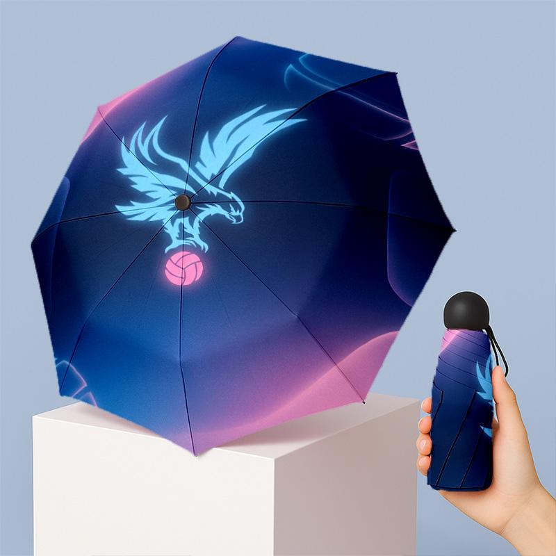 Crystal Palace Football Pattern Printed Mini 5 Folds 8 Ribs Compact Umbrella Windproof Waterproof Lightweight Portable Folding