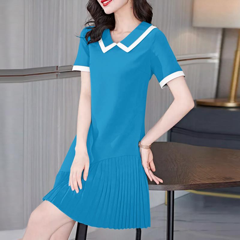 

ZANZEA Женское летнее повседневное платье с кукольным воротником и короткими рукавами 5XL синий