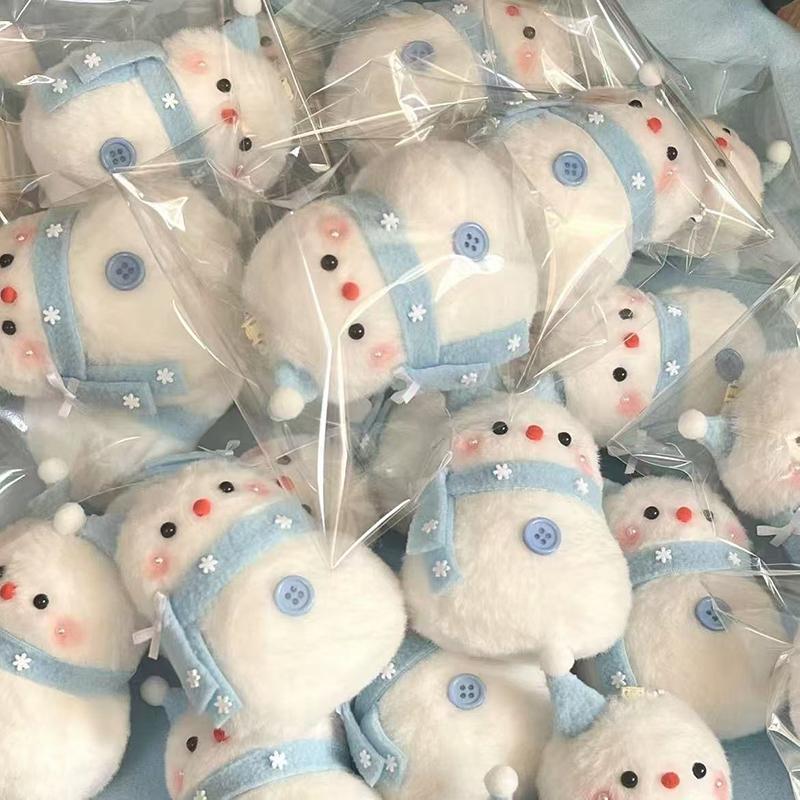 Snowman Plush Toy Keychain Cartoon Cute Soft Stuffed Doll Pendant Car Key Ring Backpack Bag Decor Kid Gift