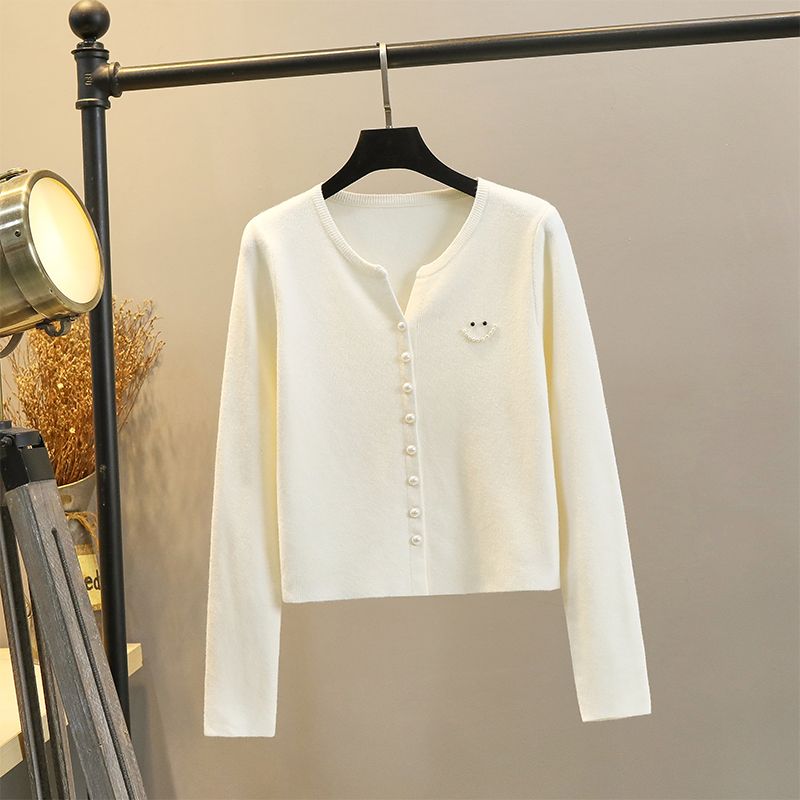 

Spring and Autumn Knitted Cardigan Women s Shawl Fall Matching Halter Skirt Outer Wear Small Waistcoat Short Outwear Fashion Tops Apricot(HGD-10096) M