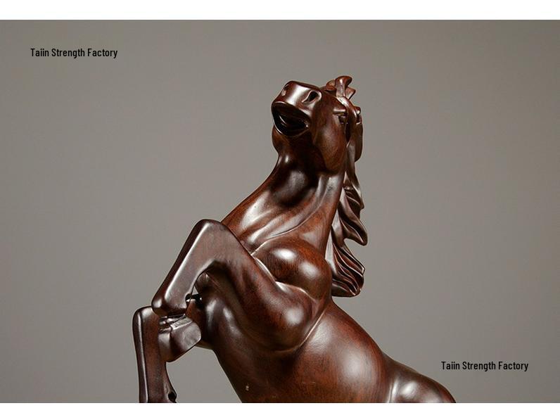 Ebony Wood Horse Carving: Solid Wood Ornament for Success - Handcrafted Home & TV Cabinet Decoration, Opening Gift