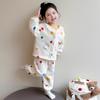 Kinder Winter Flannel Schlafanzug Set - Koralle, Samt, Verdicktes Trendiges Design für Mädchen