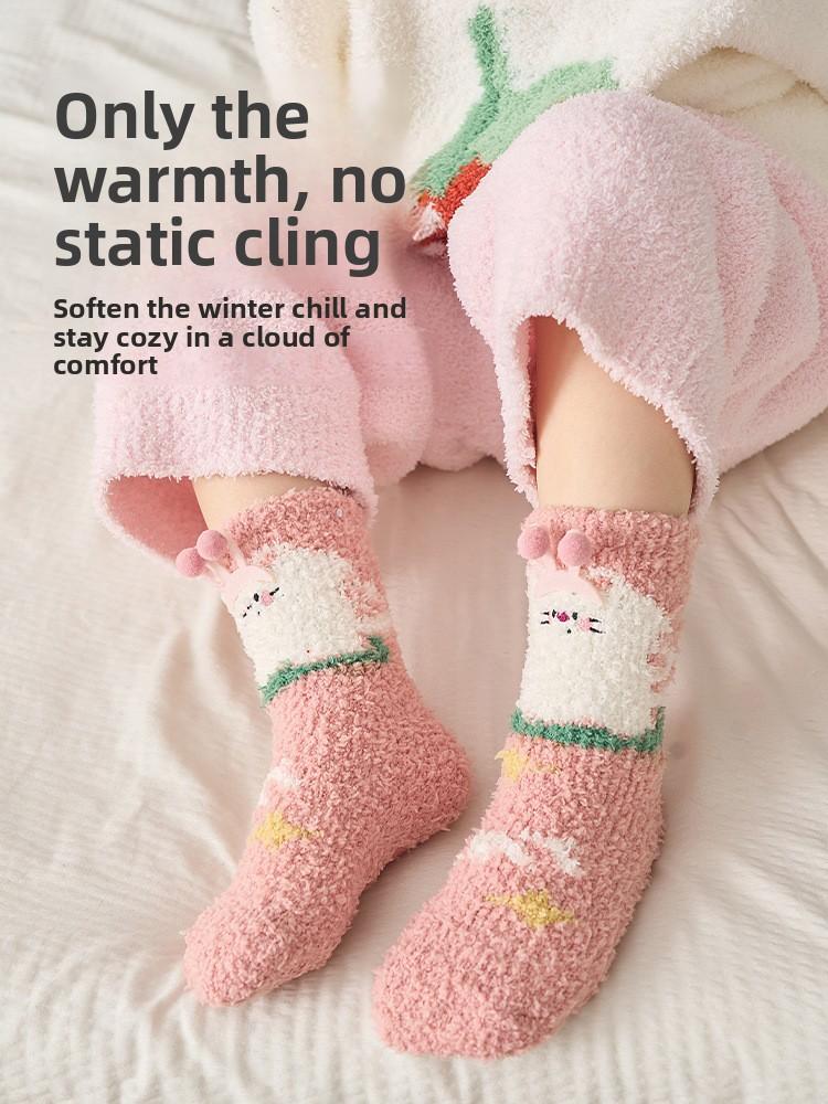 Winter Fleece Lined Thick Kids Socks Mid-Calf  A-Class Warm Sleep Home Baby Socks