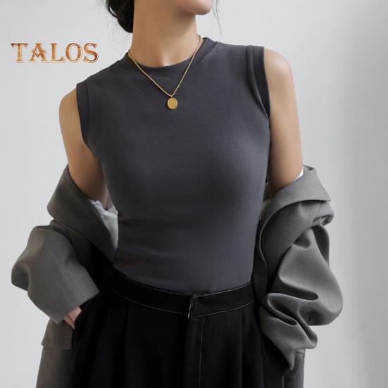 Women's Tank Top Sleeveless Cotton High Neck Crop Top Ribbed Slim Fit Basic Shirt Spring Summer Casual Outfit