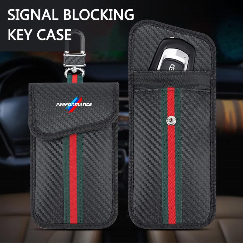 Car Key Case Signal Blocker Bag RFID Shielding Pocket For BMW Performance E46 E39 E60 F10 F20 F30 F15 F16 Interior Accessories