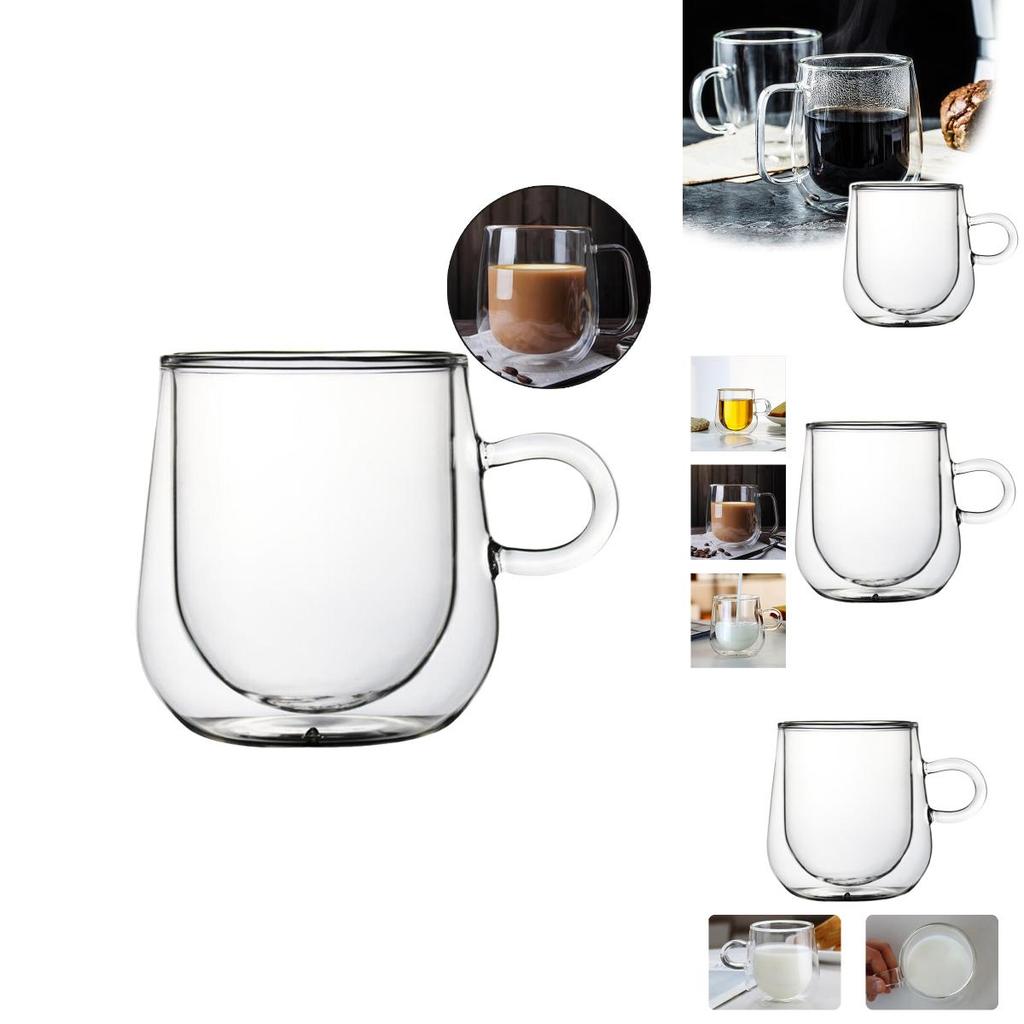 Tazza in Vetro a Parete Doppia Resistente al Calore Tazza da Tè Caffè