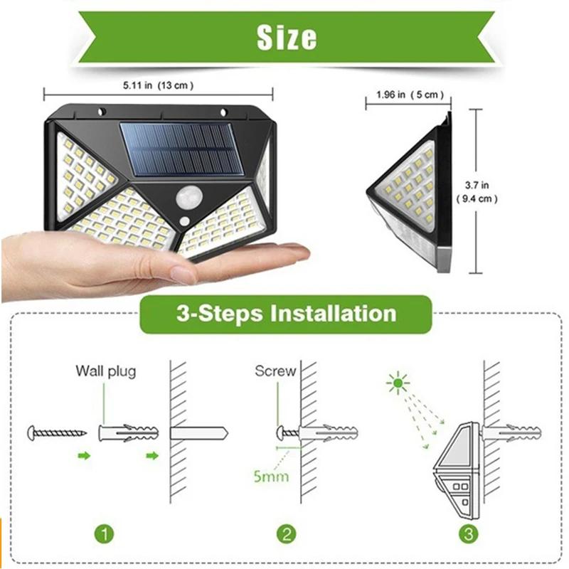 100/120/160COB Solar Split Wall Lamp 3 Mode Waterproof Motion Sensor Garden Street Lights Solar Lamp Garden Security Wall Light