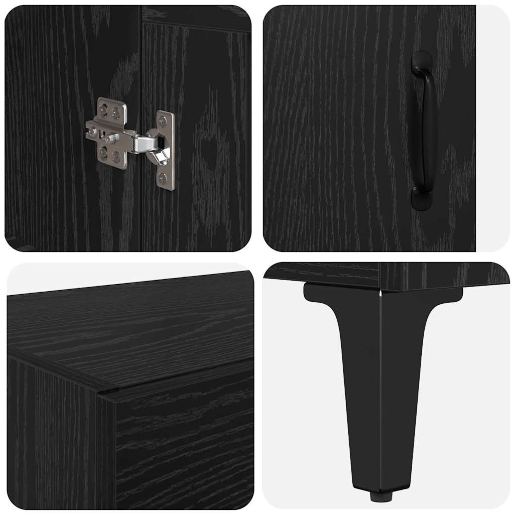 Highboard in Black Oak Look 69.5 x 34 x 180 cm Particleboard