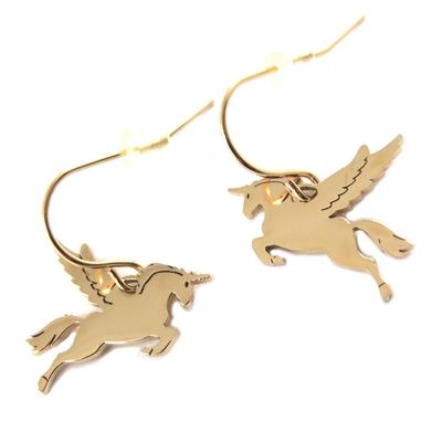[Q1016] - Boucles créateur acier 'Licorne My Unicorn' doré rosé - 25x15 mm