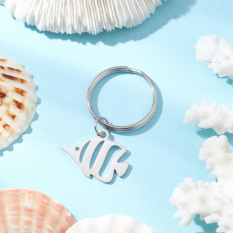 Sea Ocean Whale Pendant Stainless Steel Charms Keychains Accessories Trendy Jewelry Keyrings For Women Girl Decor Kids Gifts