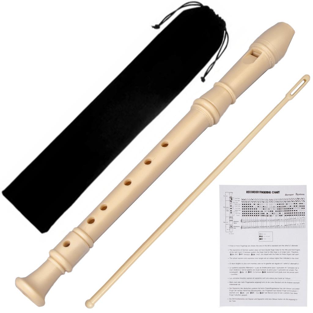 6-hole and 8-hole ABS Recorder for Students and Children Felt Pouch 8-hole German-style Soprano White Recorder