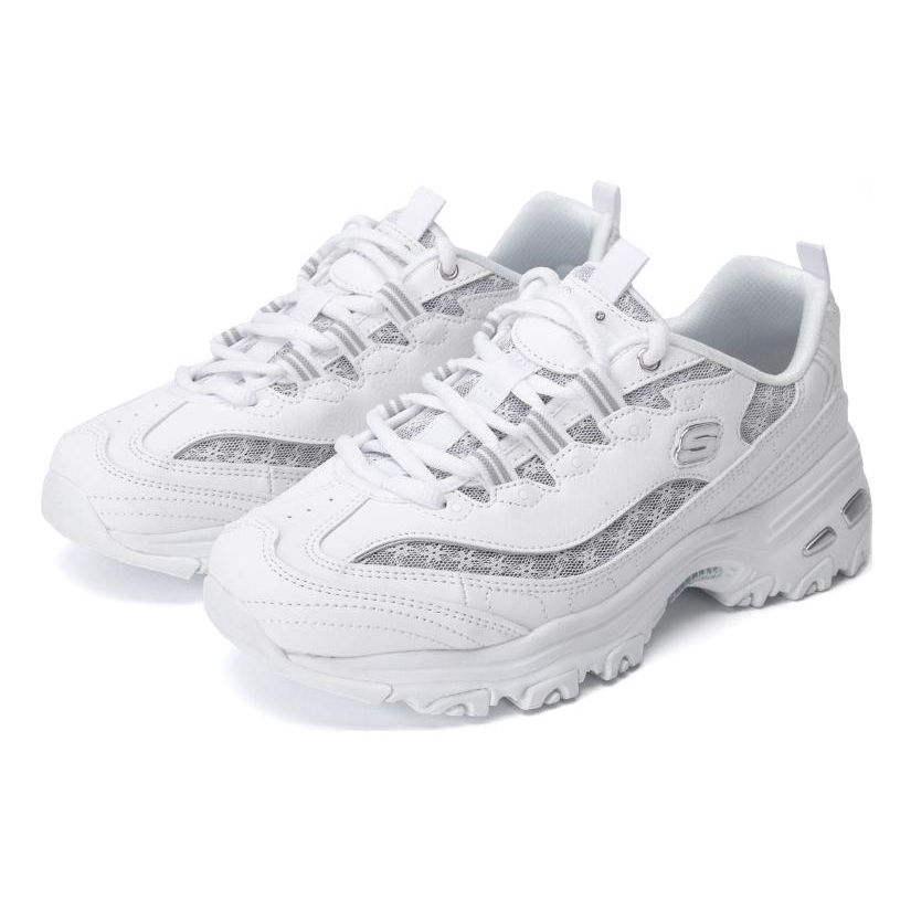 Skechers DLites 1.0 Cuero Simplificado Versátil de Caña Baja Zapatos de Papá Zapatilla para Mujer Plata 896235-WSL