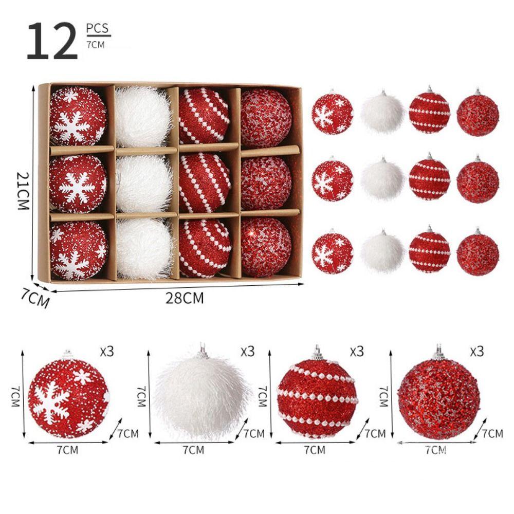 12pcs/box 7CM Christmas Tree Ball Snowflake Foam Ball Crafts New Christmas Ball Home Party