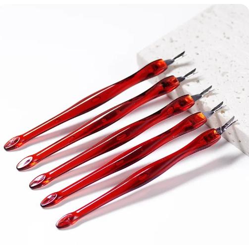 

5 шт., инструменты для ногтей, вилка для омертвевшей кожи, нож из нержавеющей стали, нож для омертвевшей кожи, лопатка для отшелушивания омертвевшей кожи, инструмент для отшелушивания вино красного