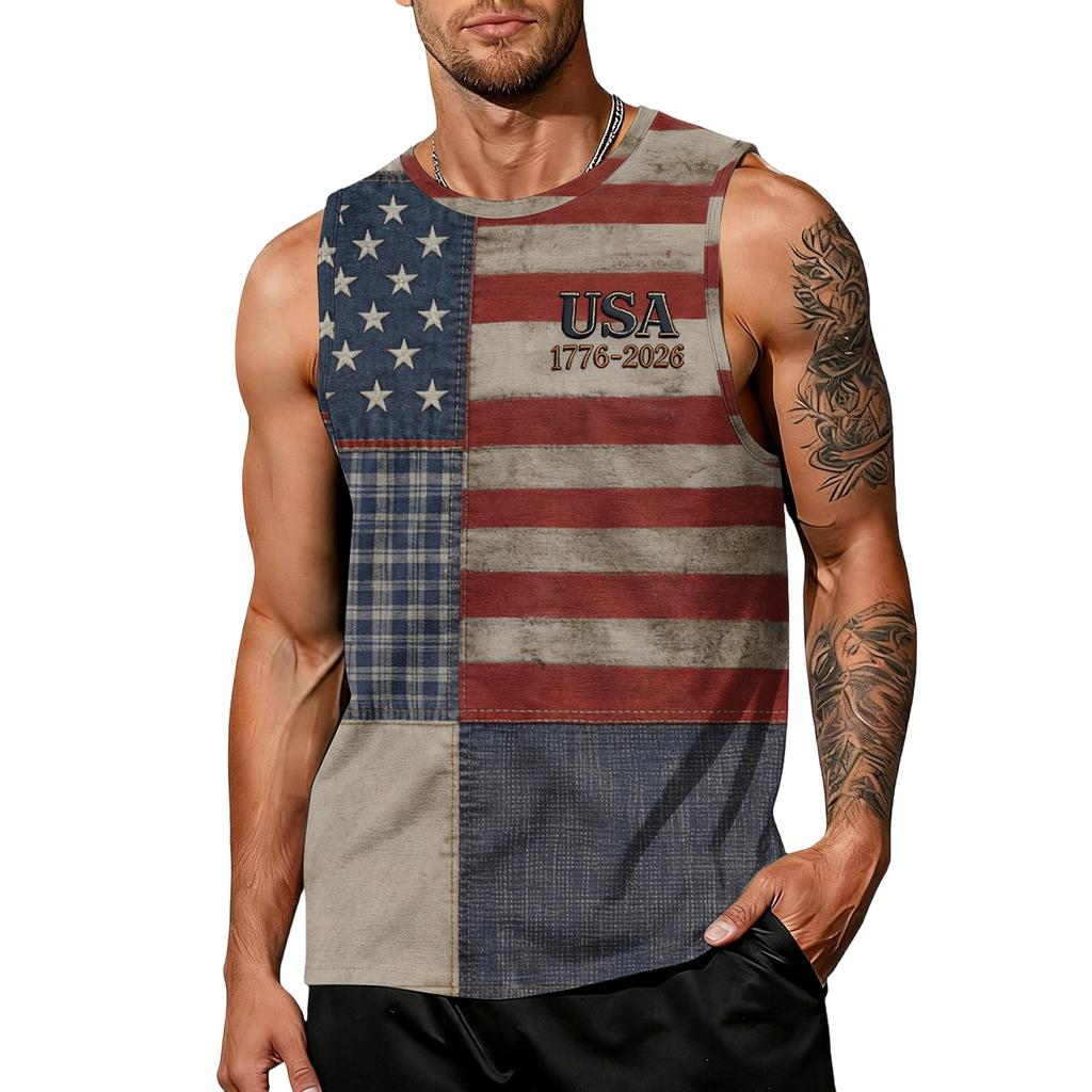 Men 4th Of Shirts USA Muscle Sleeveless Shirt Patriotic Tank Tops