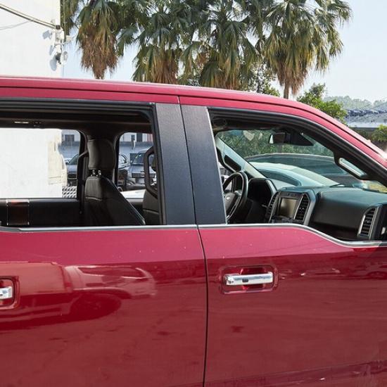 Carbon Fiber Door Window Pillar Post Center Cover Decoration for Ford F150 2015+