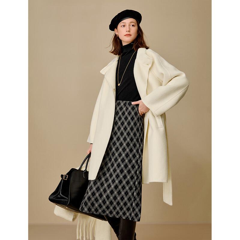 INMAN Women's Double-Faced Alpaca Silk Blend Wool Coat