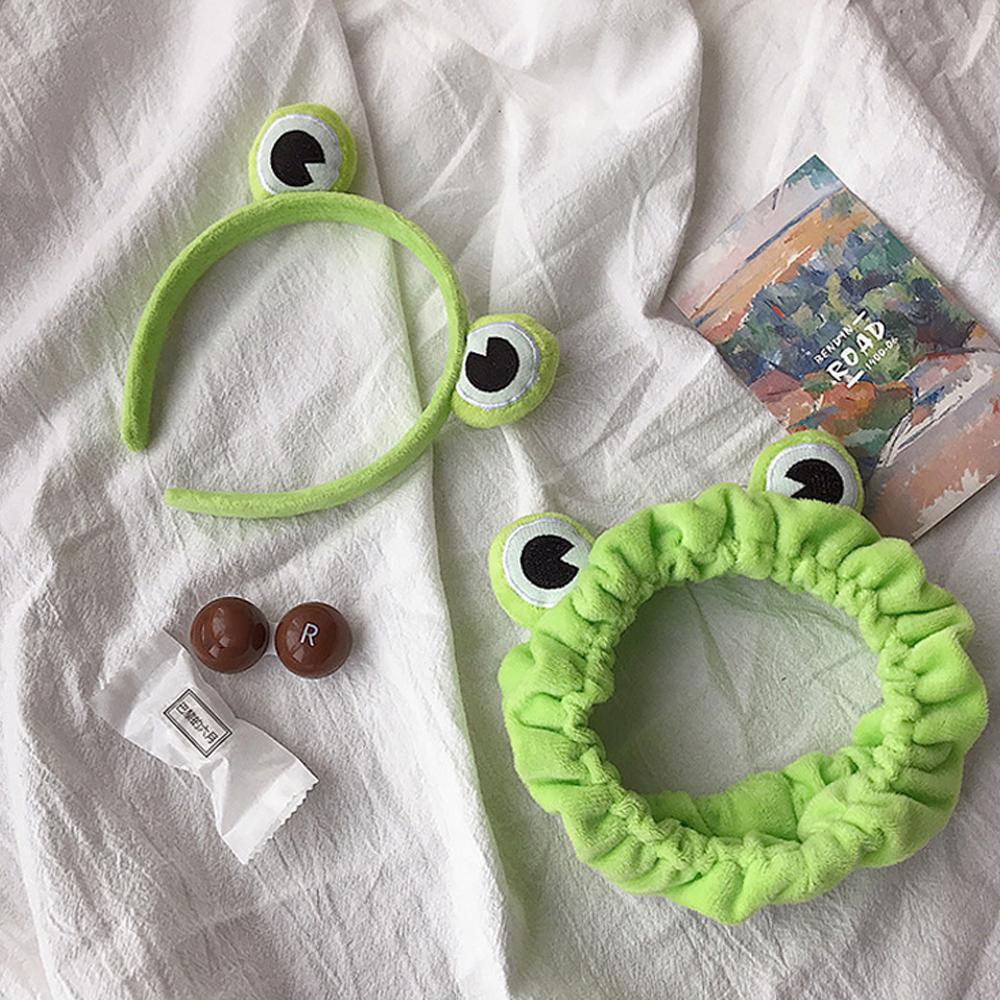 Søt Elastisk Korallfleece Morsom Frosk Ansiktsvask Hårbånd Hudpleie Hårband Sminke Pannebånd