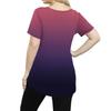 Women's Printing Large Size V-neck Top Loose Pocket T-shirt
