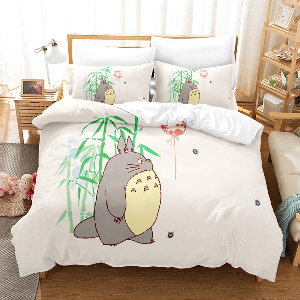 

Miyazaki Hayao Spirit Away Комплект постільної білизни Quilt Totoro Studio Ghibli Duvet Cover Comforter Bedlothes Children Kid Boy Bed US King(264x228cm)