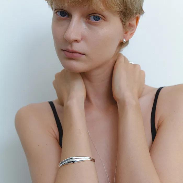 Double Wave Bangle Bracelet
