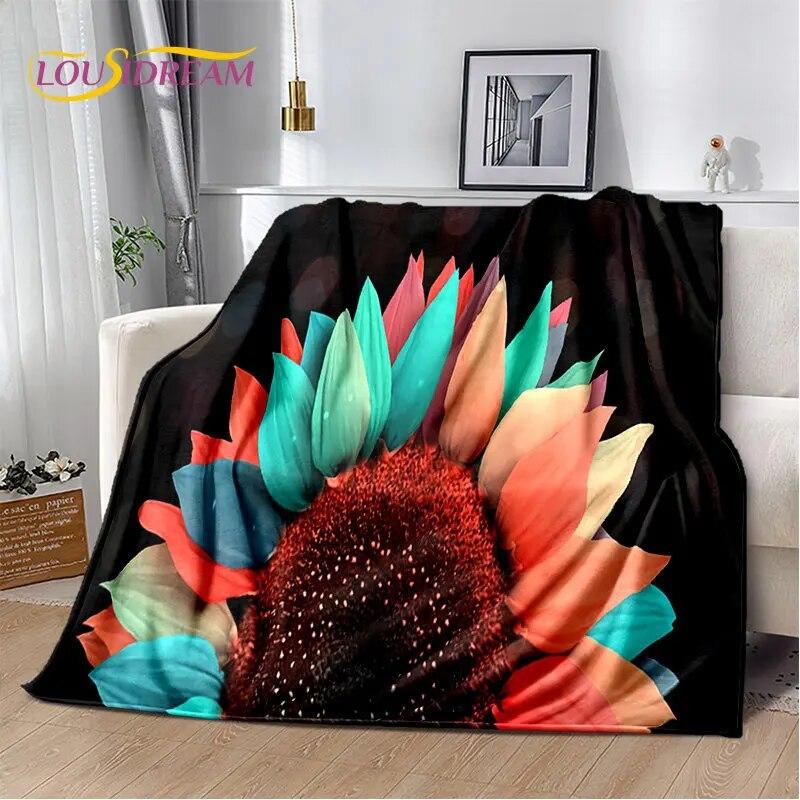 Nordic 3D Daisy Flower Soft Plush Blanket,Flannel Blanket Throw Blanket for Living Room Bedroom Bed Sofa Picnic Cover Bettdecke