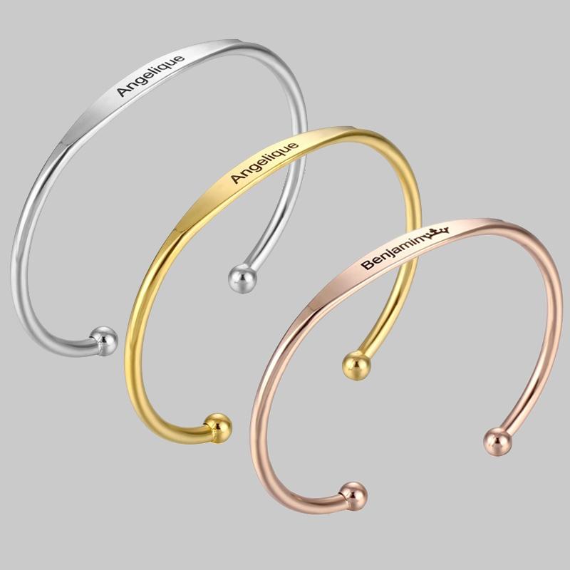 1PC Personalized Engraved Custom Name Stainless Steel Bracelet Jewelry Name Words Letters Custom Bracelet & Bangle For Women