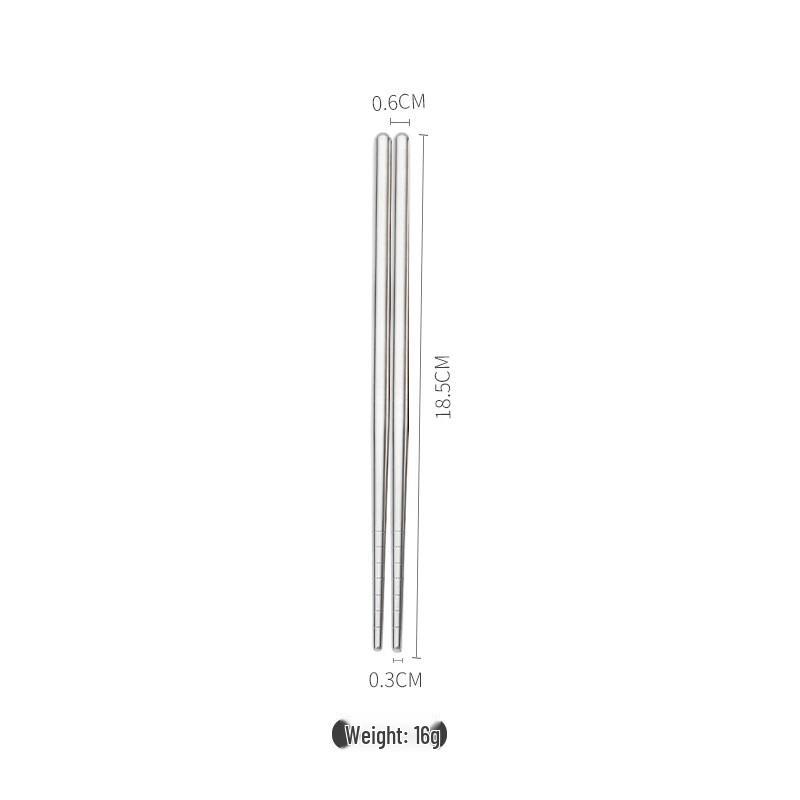 ZISIZ 19cm 304 Stainless Steel Round Chopsticks